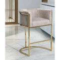 Chic Home Modern Contemporary Emery Counter Stool Chair , Half-Moon Goldtone Solid Metal U-Shaped Base, Taupe FCS9421-US